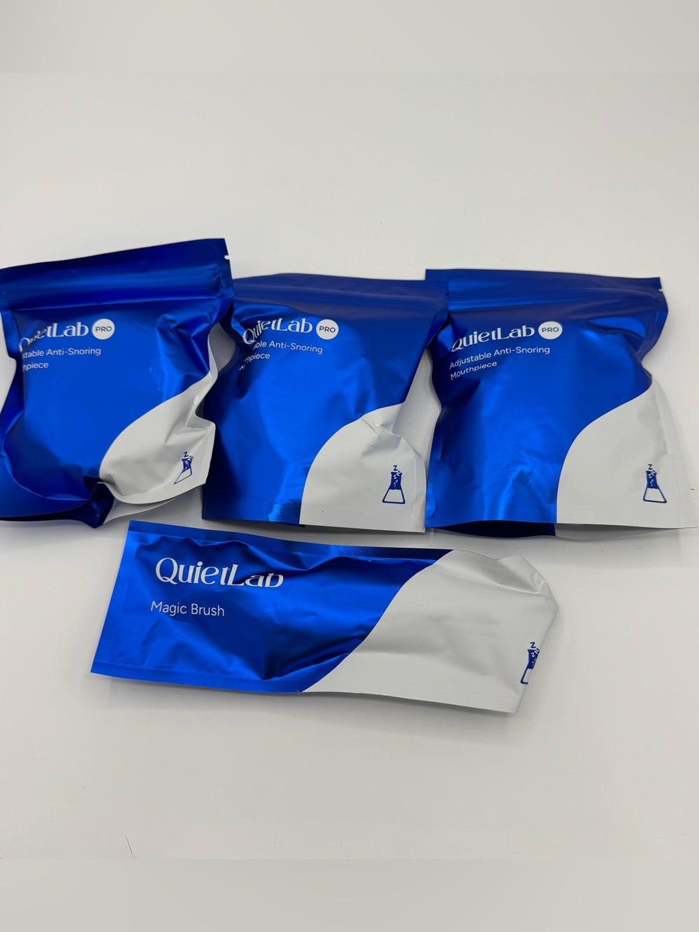 Set of 3 Quiet Lab Pro anti-snoring‎ mouthpiece & brush new in unopened package
